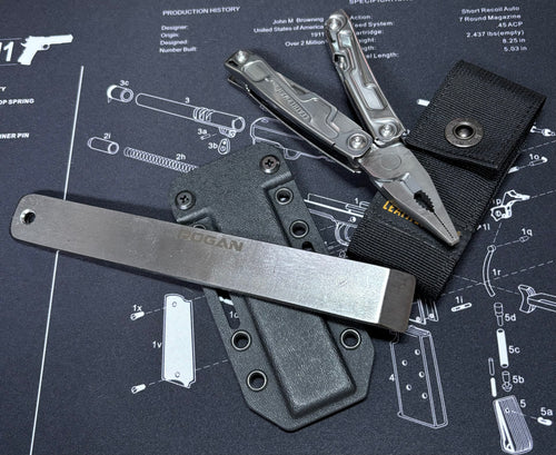 Original prybar + sheath + Leatherman Rev!